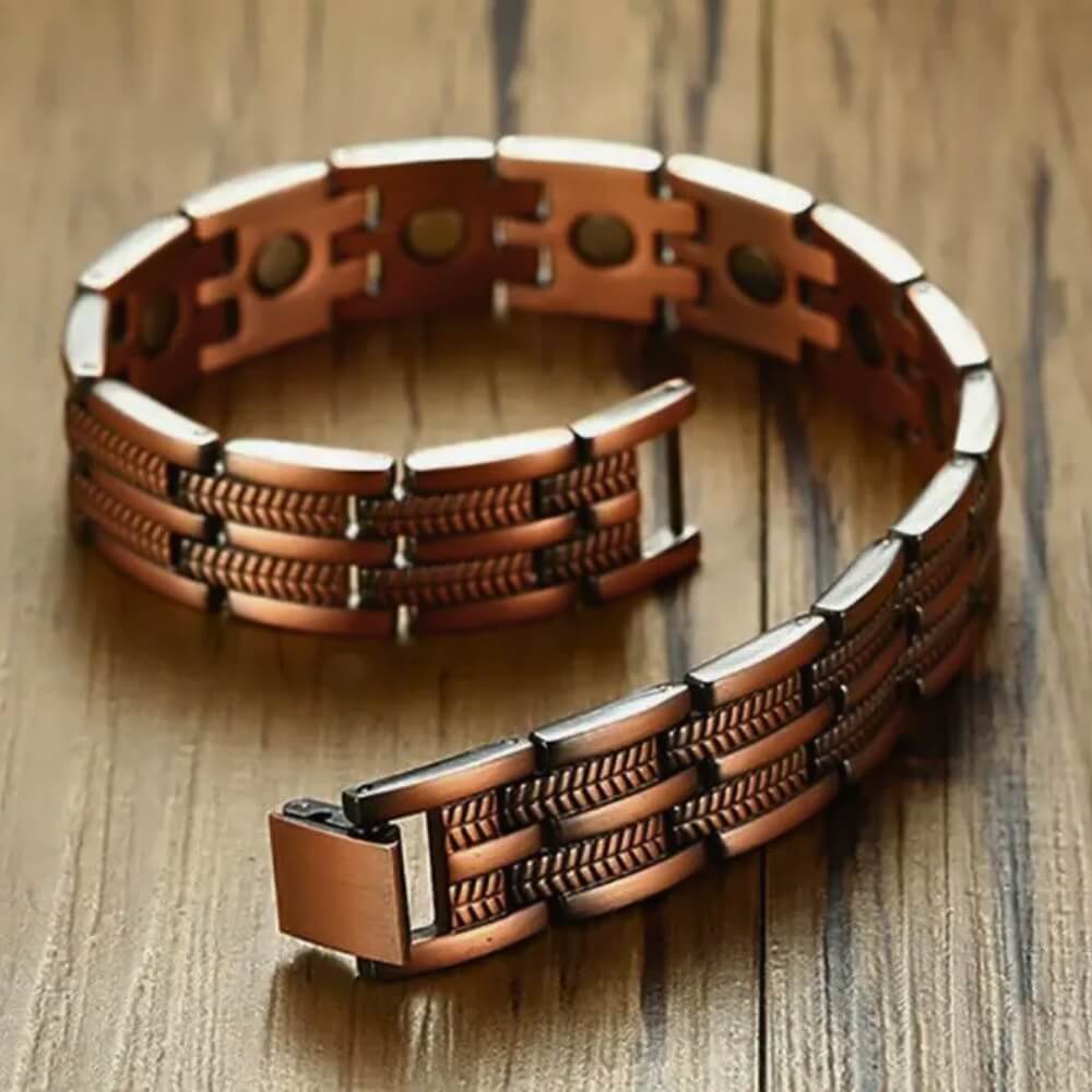 Bracelet magnétique "Elite" en cuivre & néodyme - Bronze