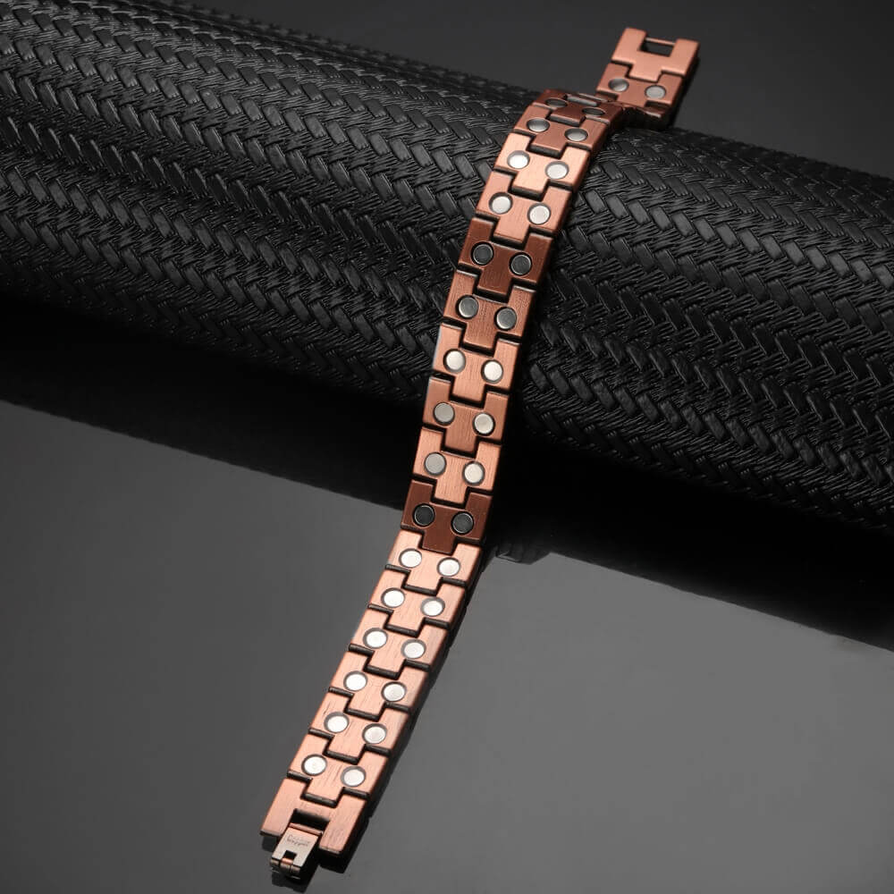 Bracelet magnétique "Maille" en cuivre & néodyme - Bronze
