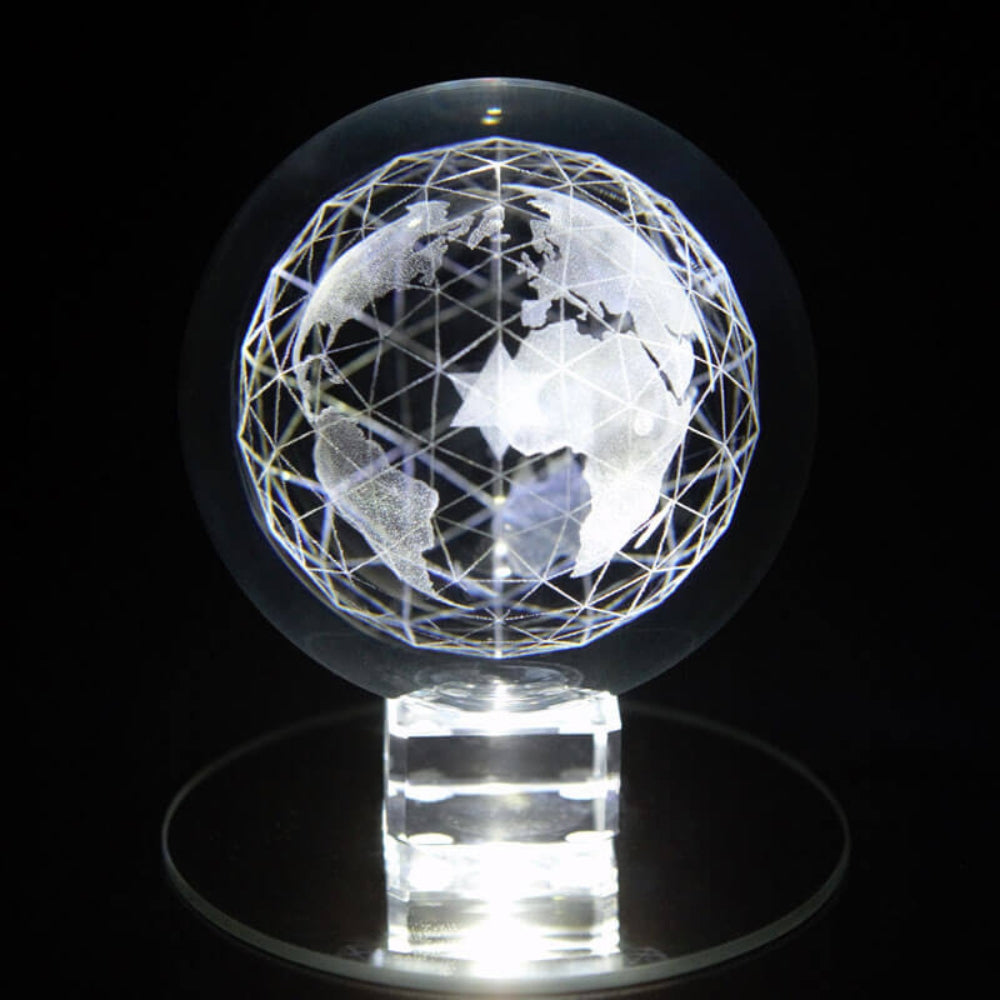 Moyenne Terre Diamant avec socle lumineux rotatif