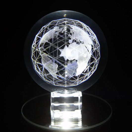 Moyenne Terre Diamant avec socle lumineux rotatif