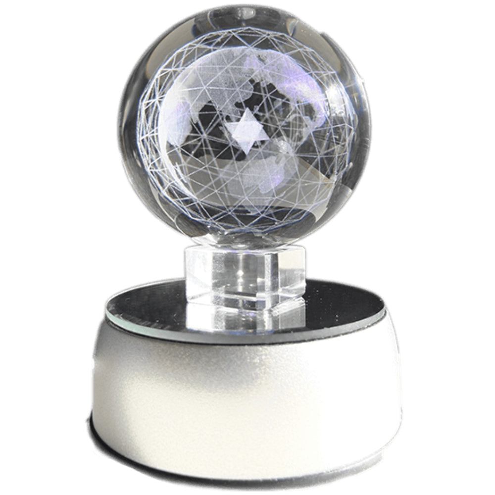 Moyenne Terre Diamant avec socle lumineux rotatif