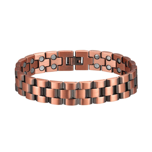 Photo sur fond blanc d'un bracelet magnétique cuivre de couleur bronze pour femme.